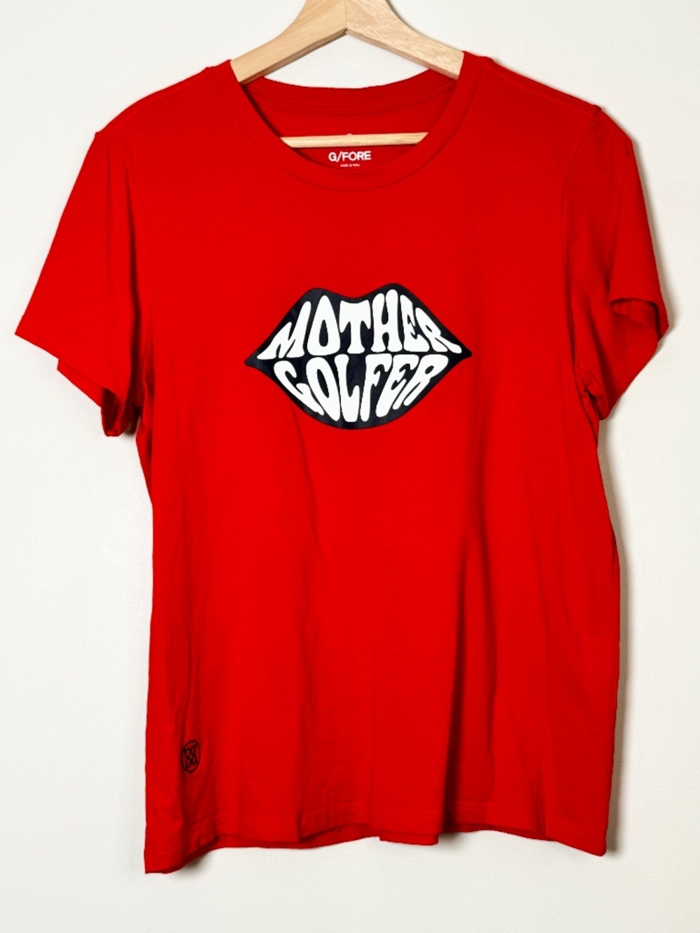 G/Fore Mother Golfer Graphic Poppy Red Short Sleeve Cotton Tee Sz Large